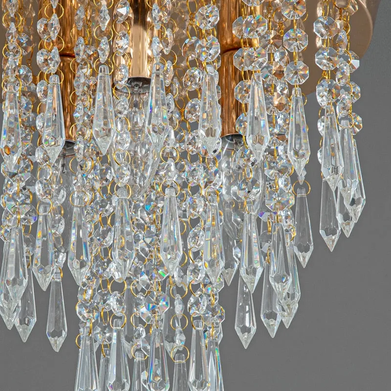 WCUS Golden Ceiling Light Hanging Crystal Ceiling Lamp