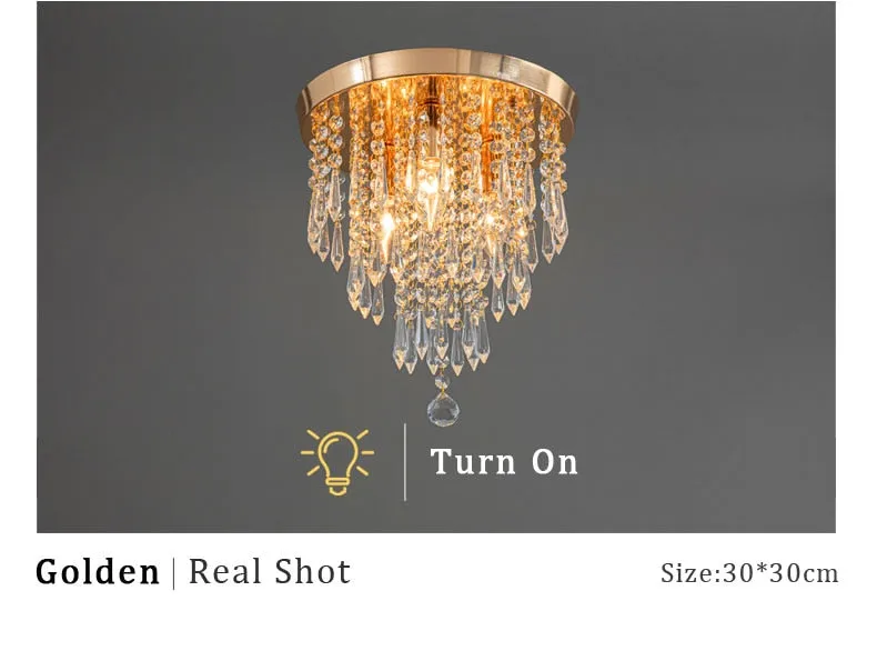 WCUS Golden Ceiling Light Hanging Crystal Ceiling Lamp