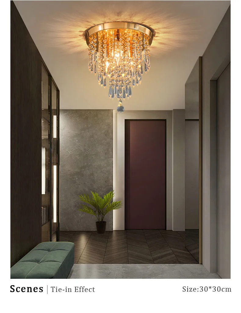 WCUS Golden Ceiling Light Hanging Crystal Ceiling Lamp