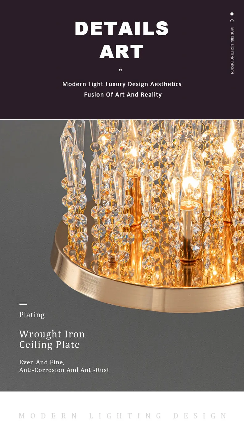 WCUS Golden Ceiling Light Hanging Crystal Ceiling Lamp