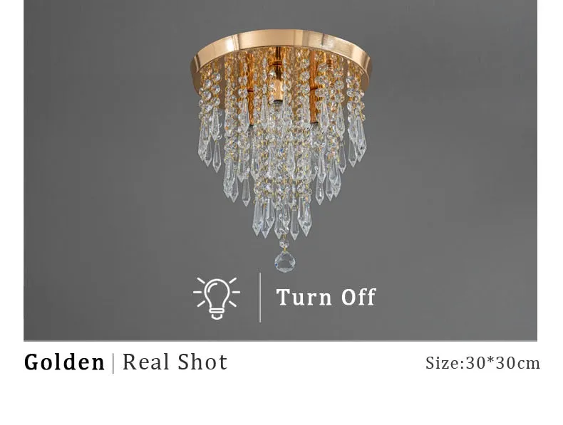 WCUS Golden Ceiling Light Hanging Crystal Ceiling Lamp
