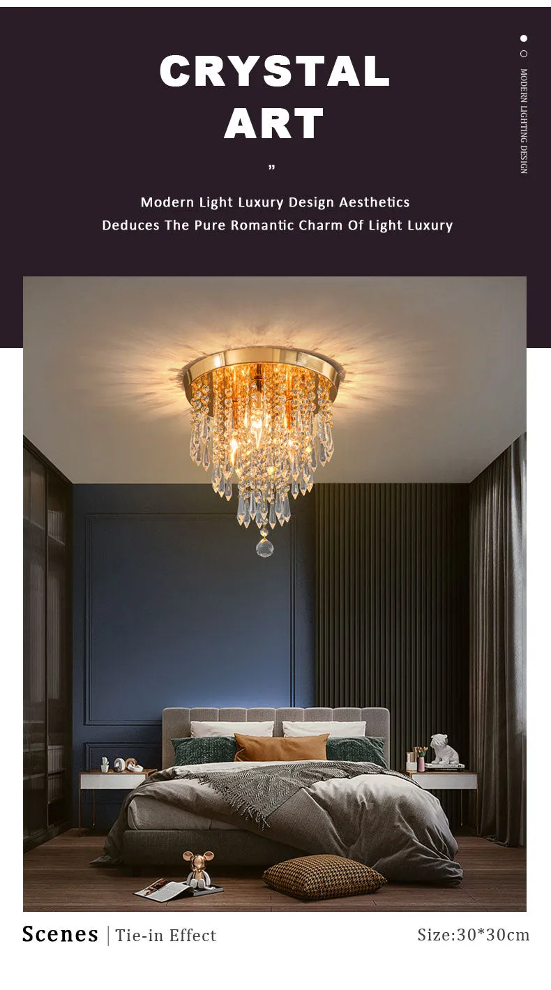 WCUS Golden Ceiling Light Hanging Crystal Ceiling Lamp