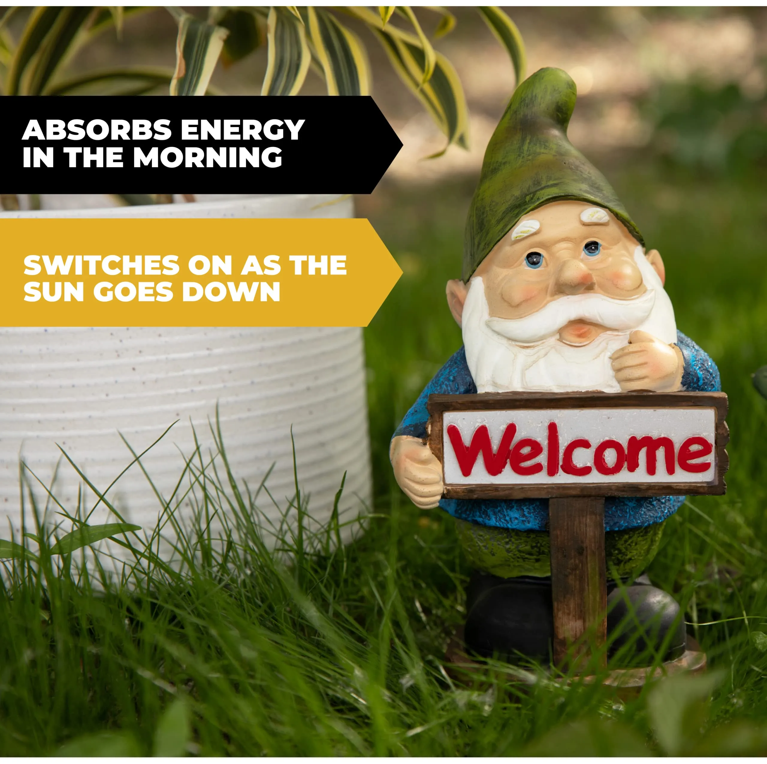 Welcome Gnome Solar Powered Outdoor LED Garden