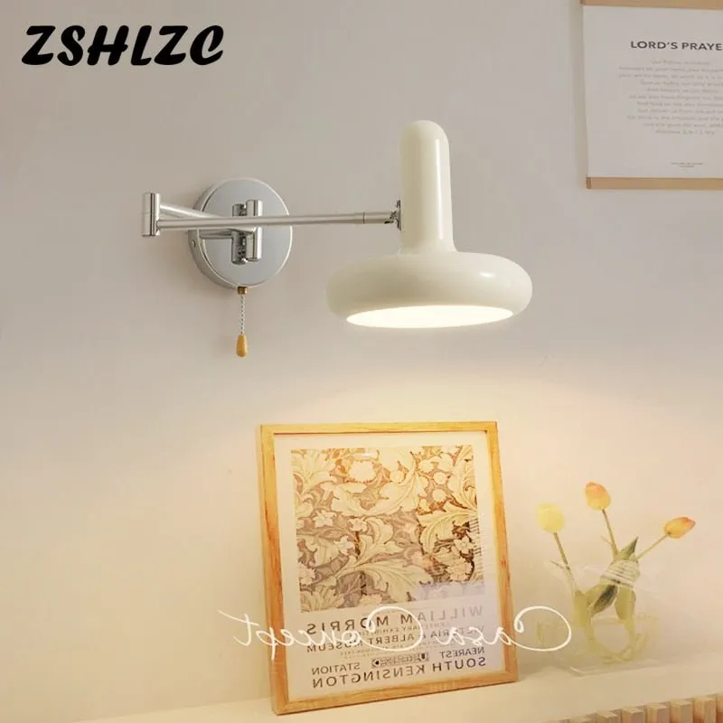 White Swing Arm LED Wall Lamp with E27 Sconce