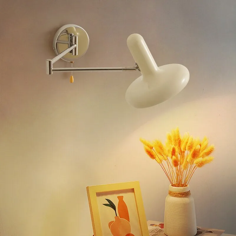 White Swing Arm LED Wall Lamp with E27 Sconce