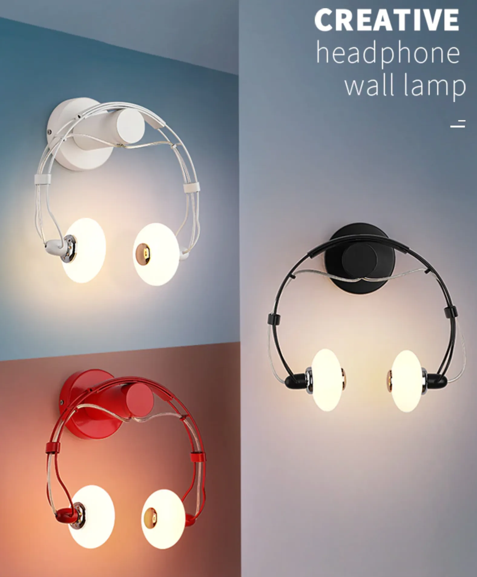 WON Creative Wall Lamps Earphone Shape Lighting
