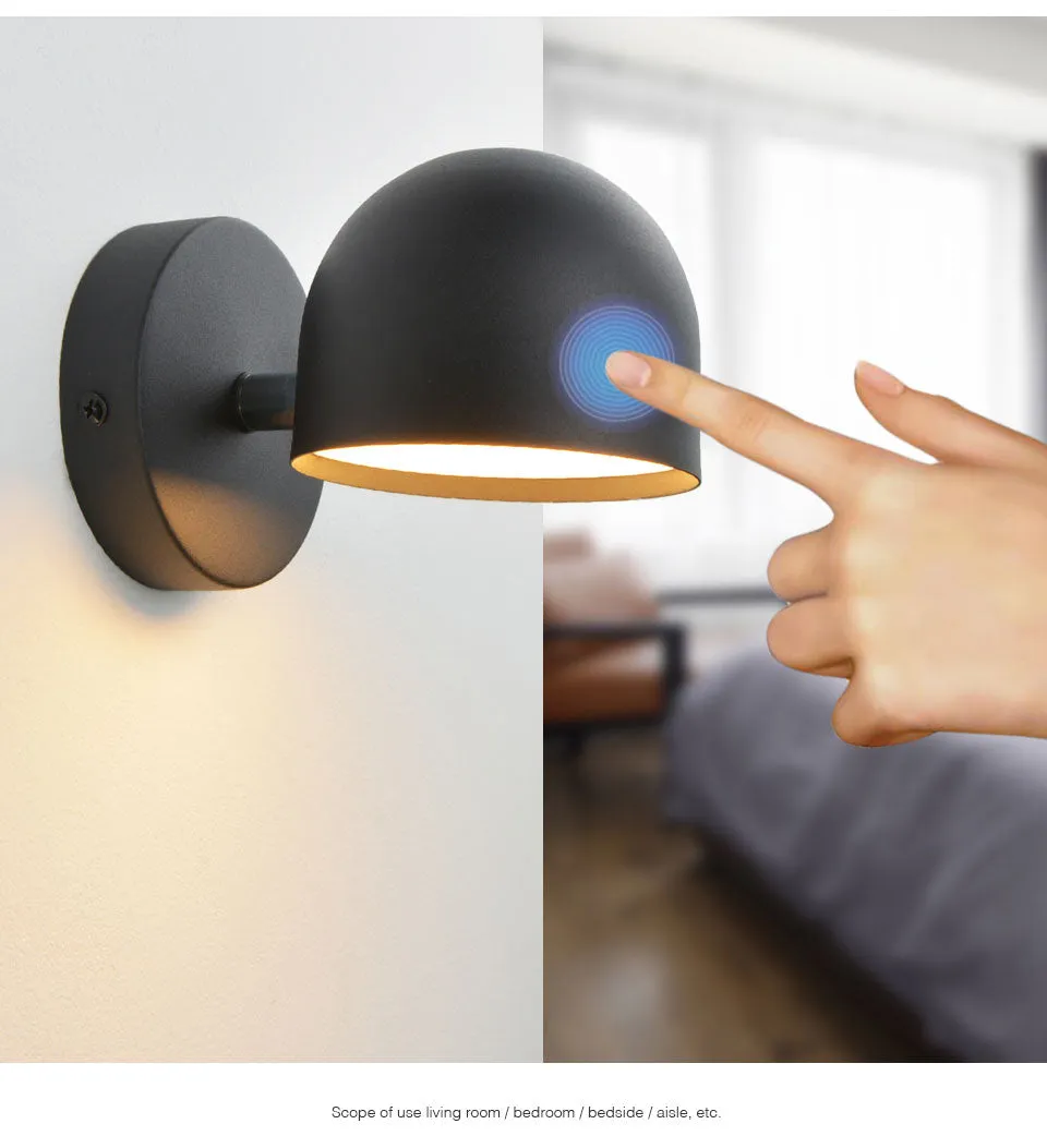YoE 9W Smart Touch Stepless Dimming Wall Light 350° Rotatable