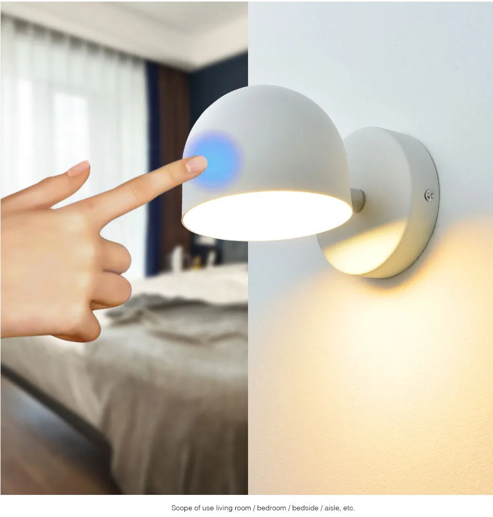 YoE 9W Smart Touch Stepless Dimming Wall Light 350° Rotatable