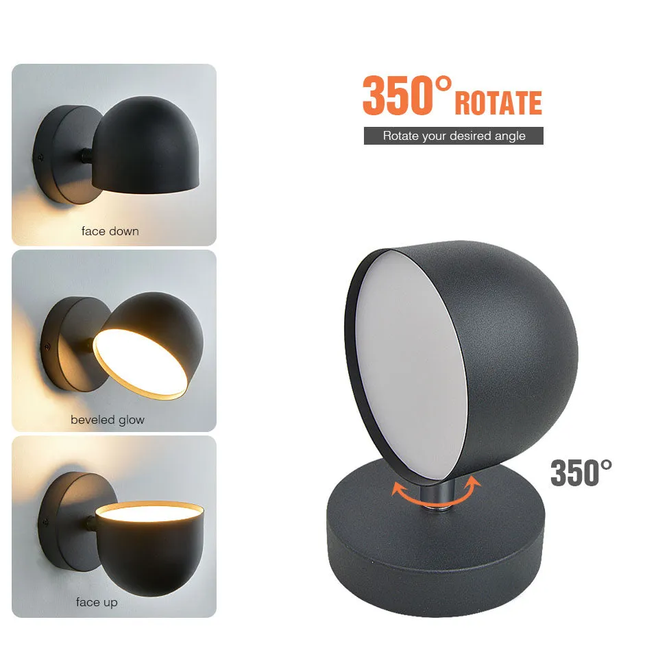 YoE 9W Smart Touch Stepless Dimming Wall Light 350° Rotatable
